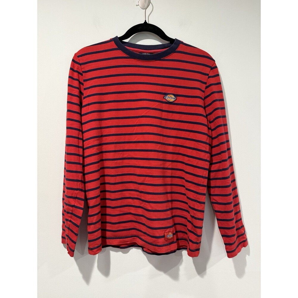 Dickies Long Sleeve Top Women Medium Y2K Striped Travel Basic Utility Streetwear